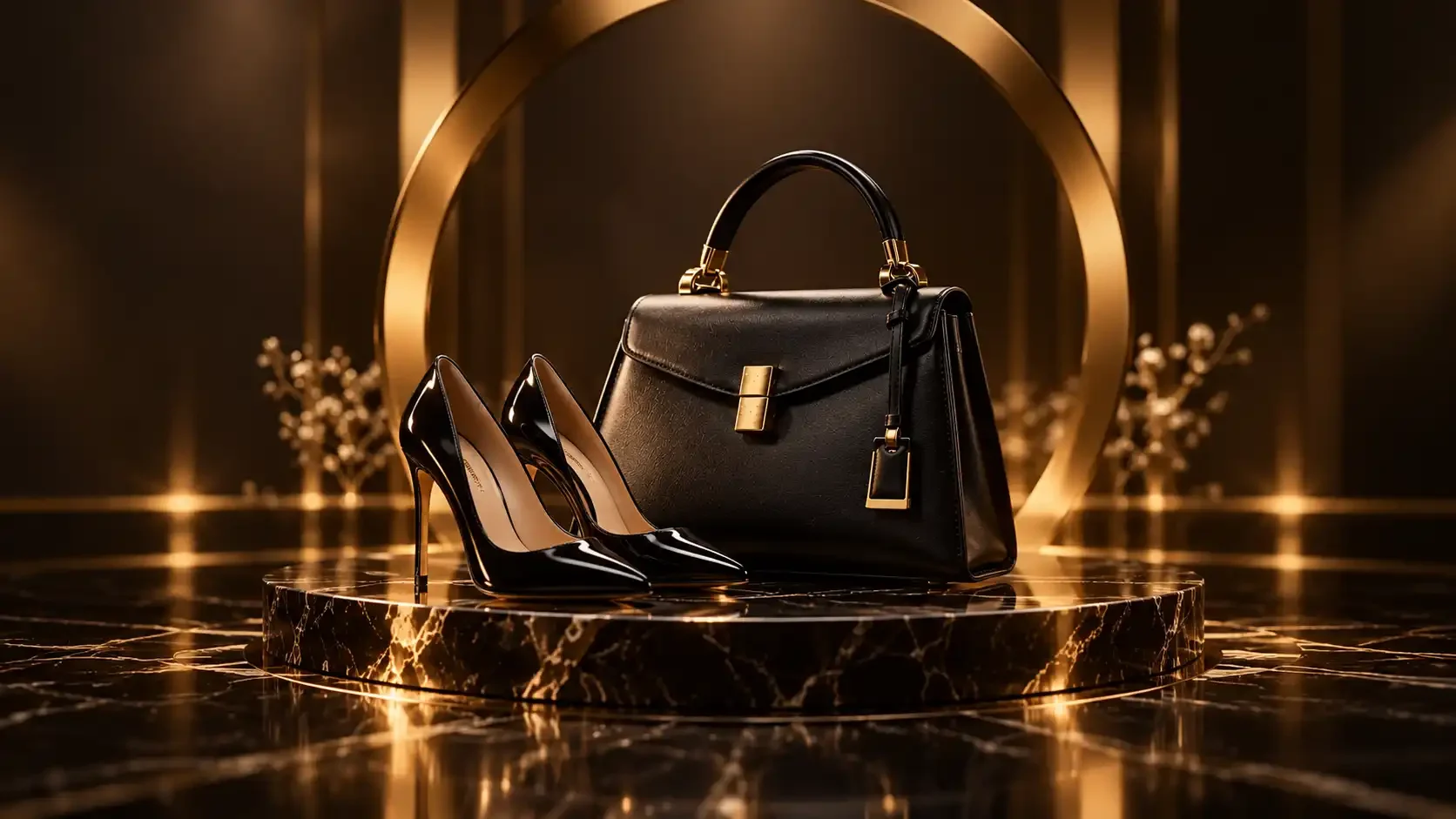 Luxury Black Handbag and Heels Display prepared - Lidiya